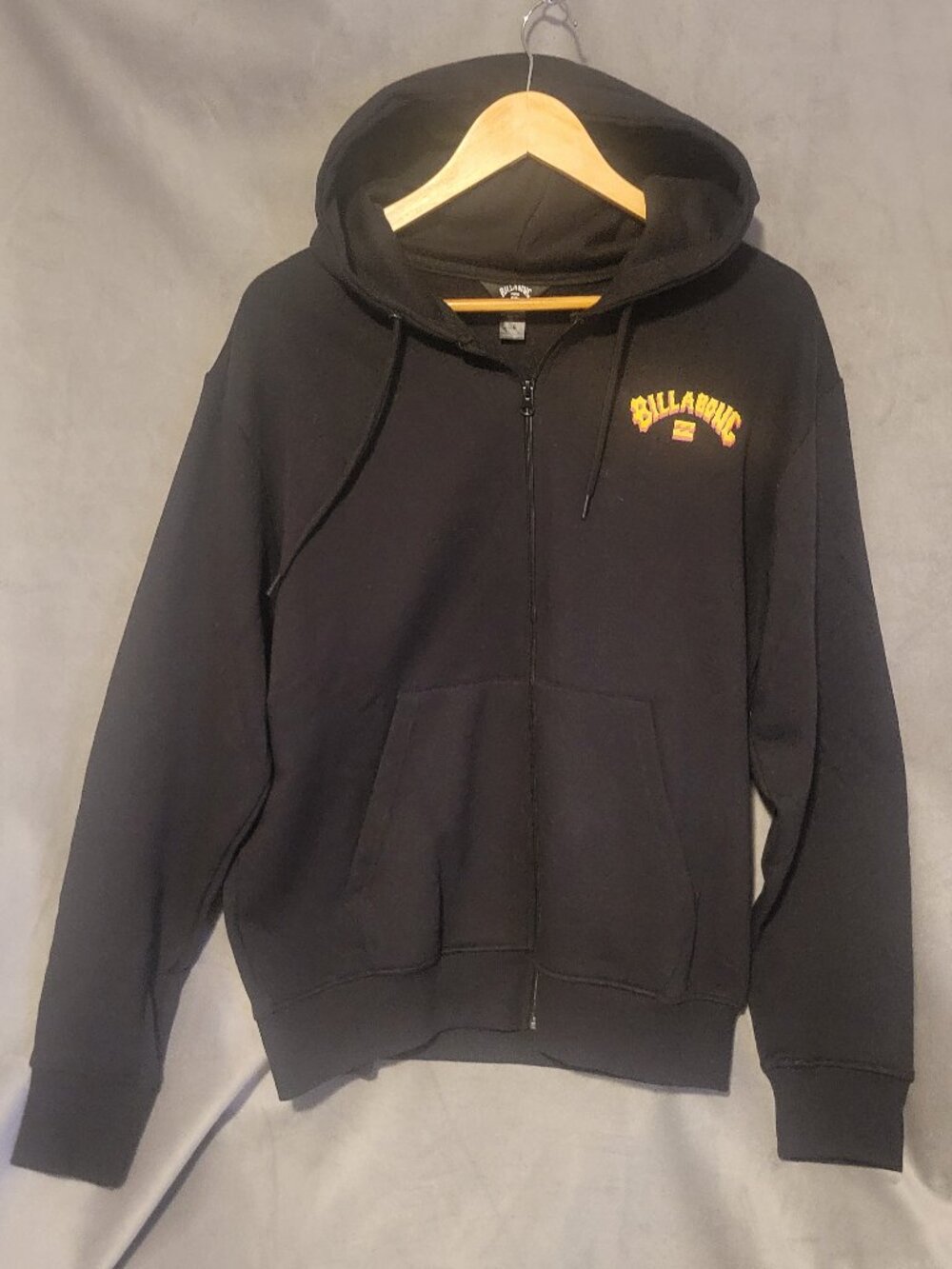 NWT Billabong Graphic Print Fleece Hoodie Black Full Zip Long Sleeve Size S